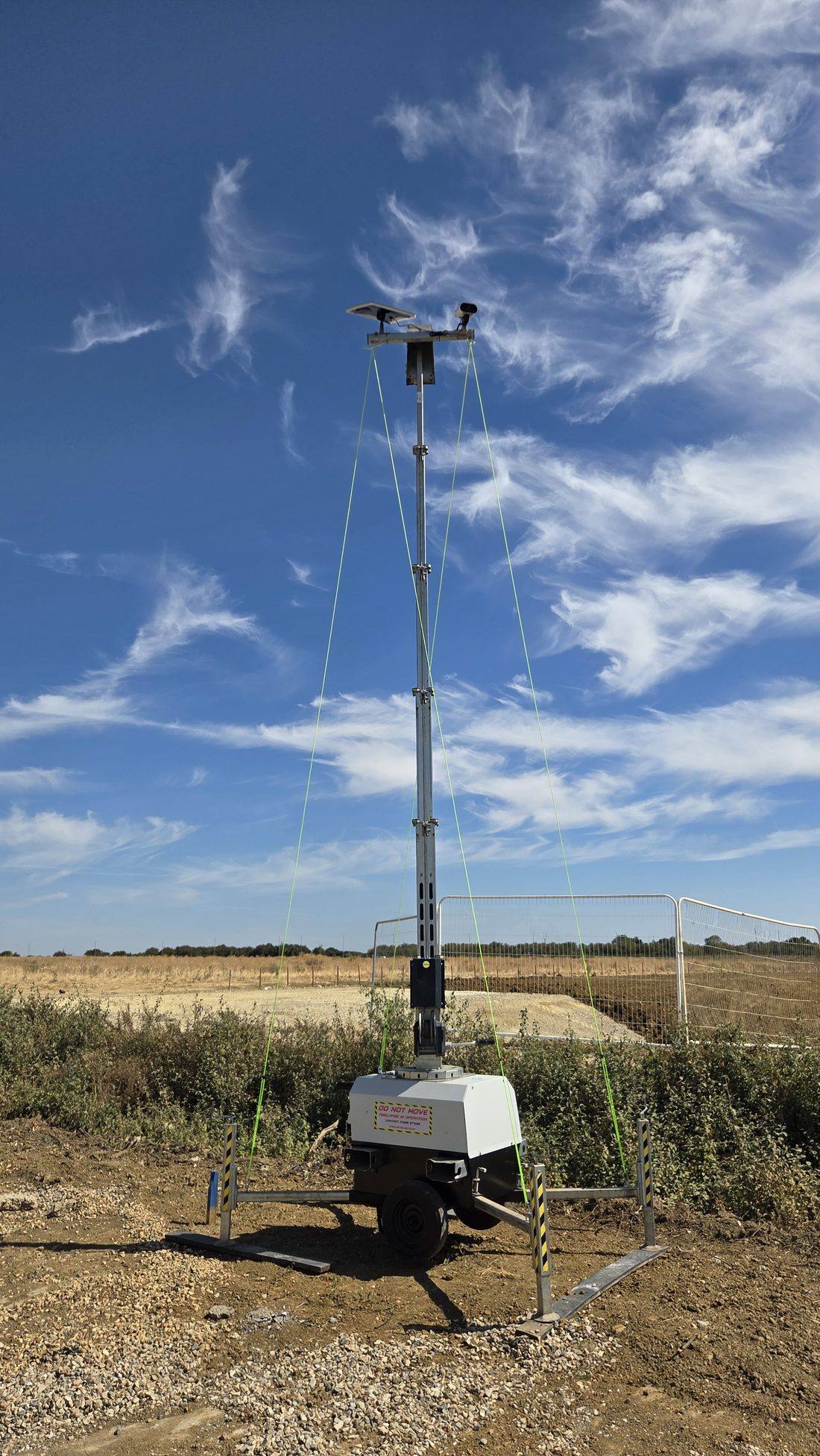 Tower running off-grid on solar on open ground